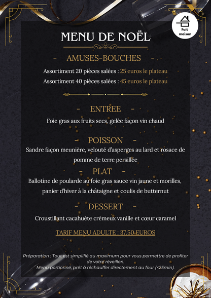 Menu de noël - Adulte